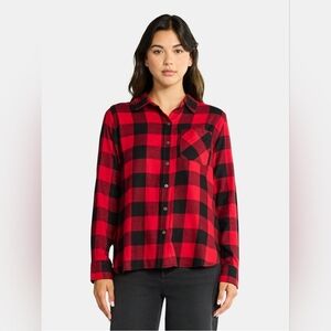 Time and Tru Blk/Red Buffalo Plaid Flannel-Size XXXL